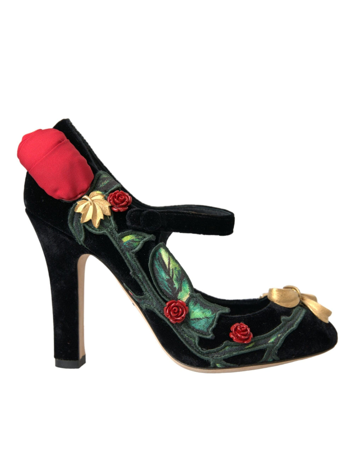 Chaussures Mary Jane Dolce &amp; Gabbana à broche en cristal et roses noires