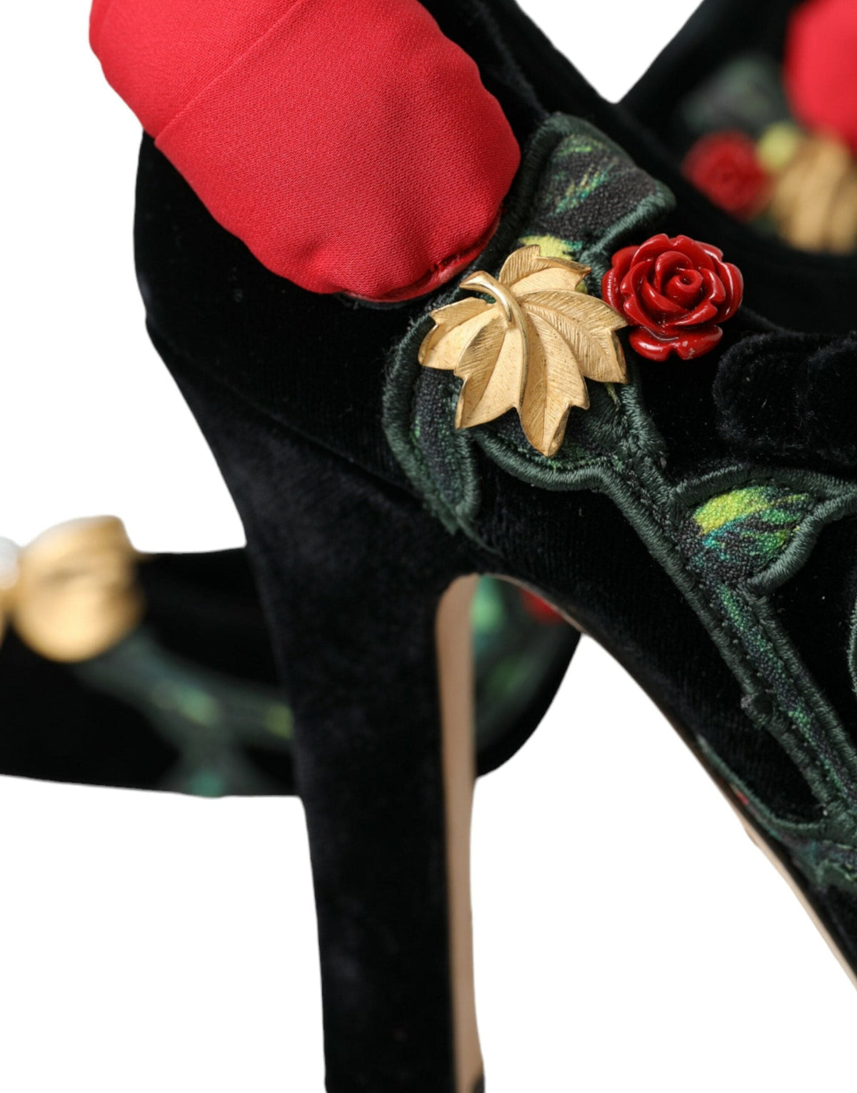 Chaussures Mary Jane Dolce &amp; Gabbana à broche en cristal et roses noires