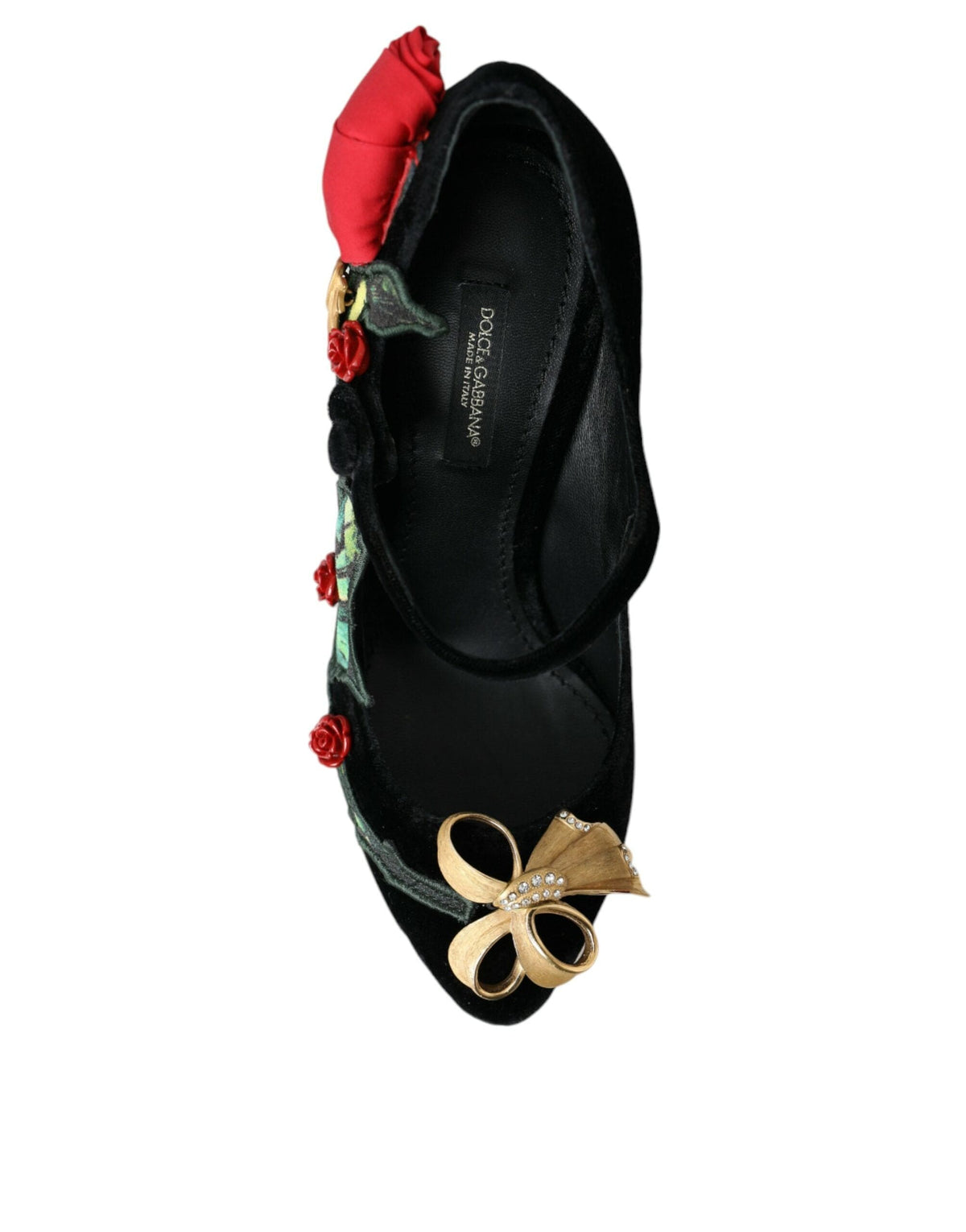 Chaussures Mary Jane Dolce &amp; Gabbana à broche en cristal et roses noires