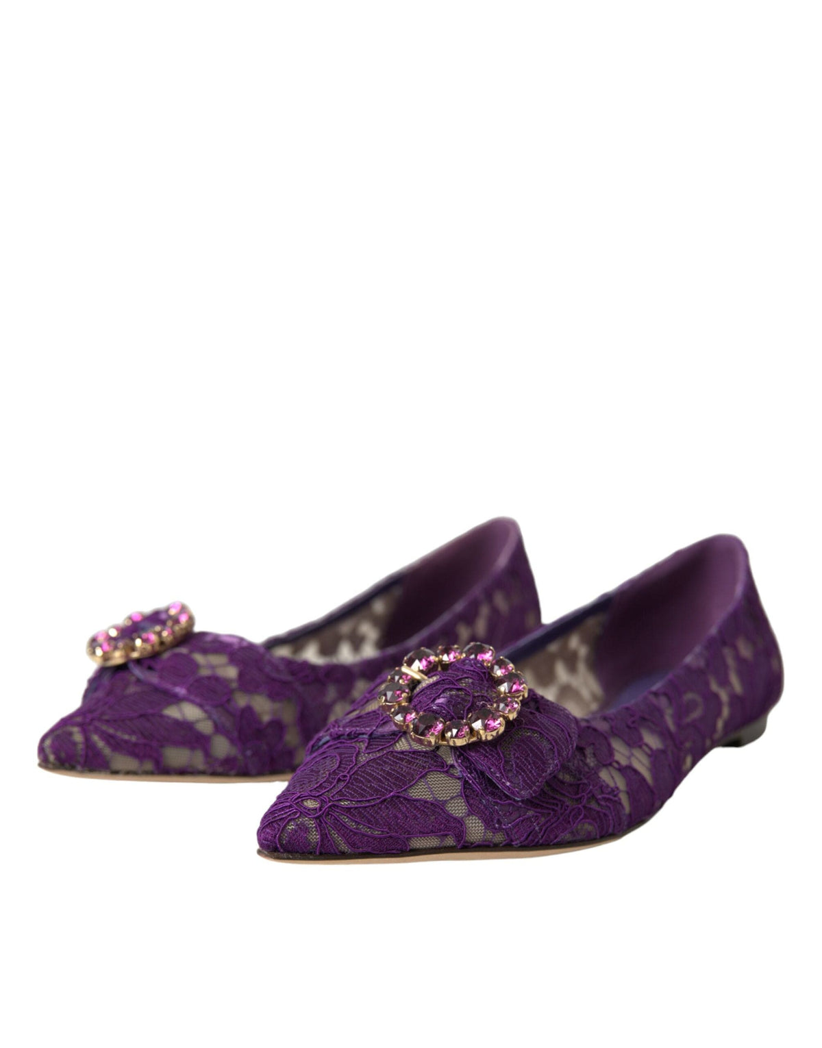 Mocassins en dentelle et cristaux violets Taormina de Dolce &amp; Gabbana