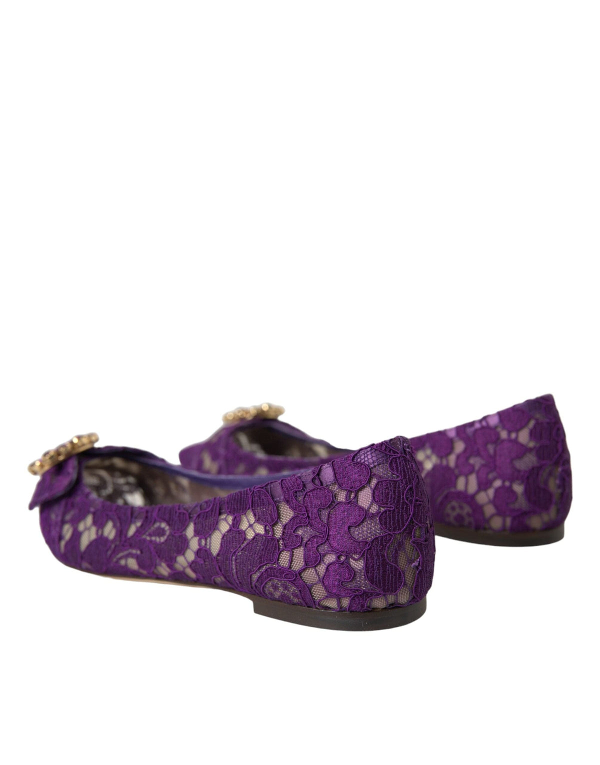 Mocasines con encaje de cristales y diseño de Taormina en color morado de Dolce &amp; Gabbana