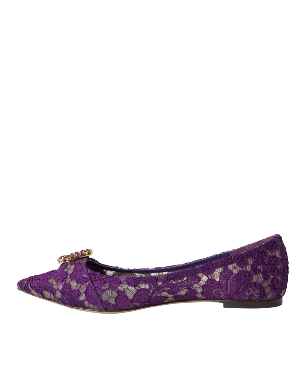 Mocassins en dentelle et cristaux violets Taormina de Dolce &amp; Gabbana