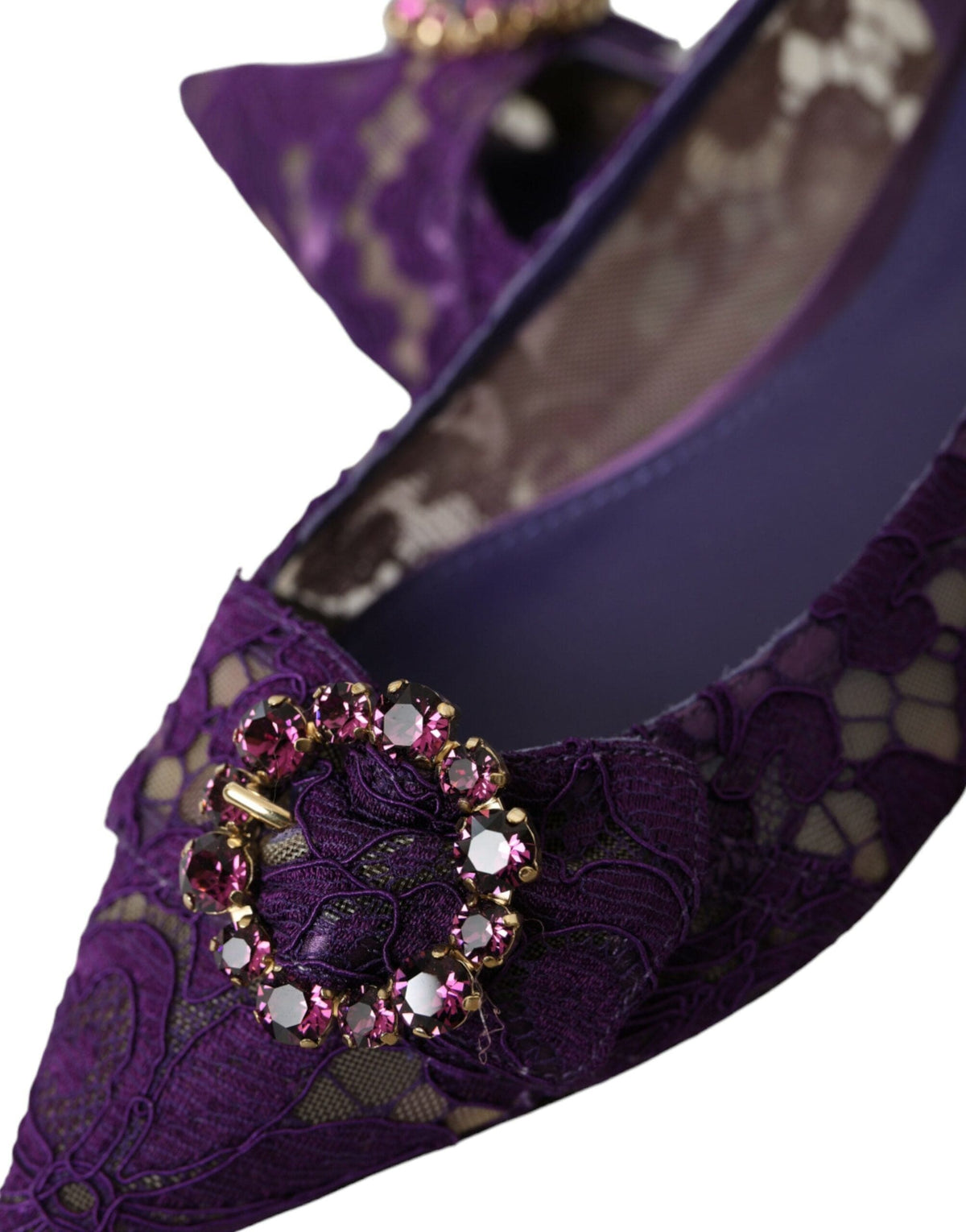 Mocassins en dentelle et cristaux violets Taormina de Dolce &amp; Gabbana