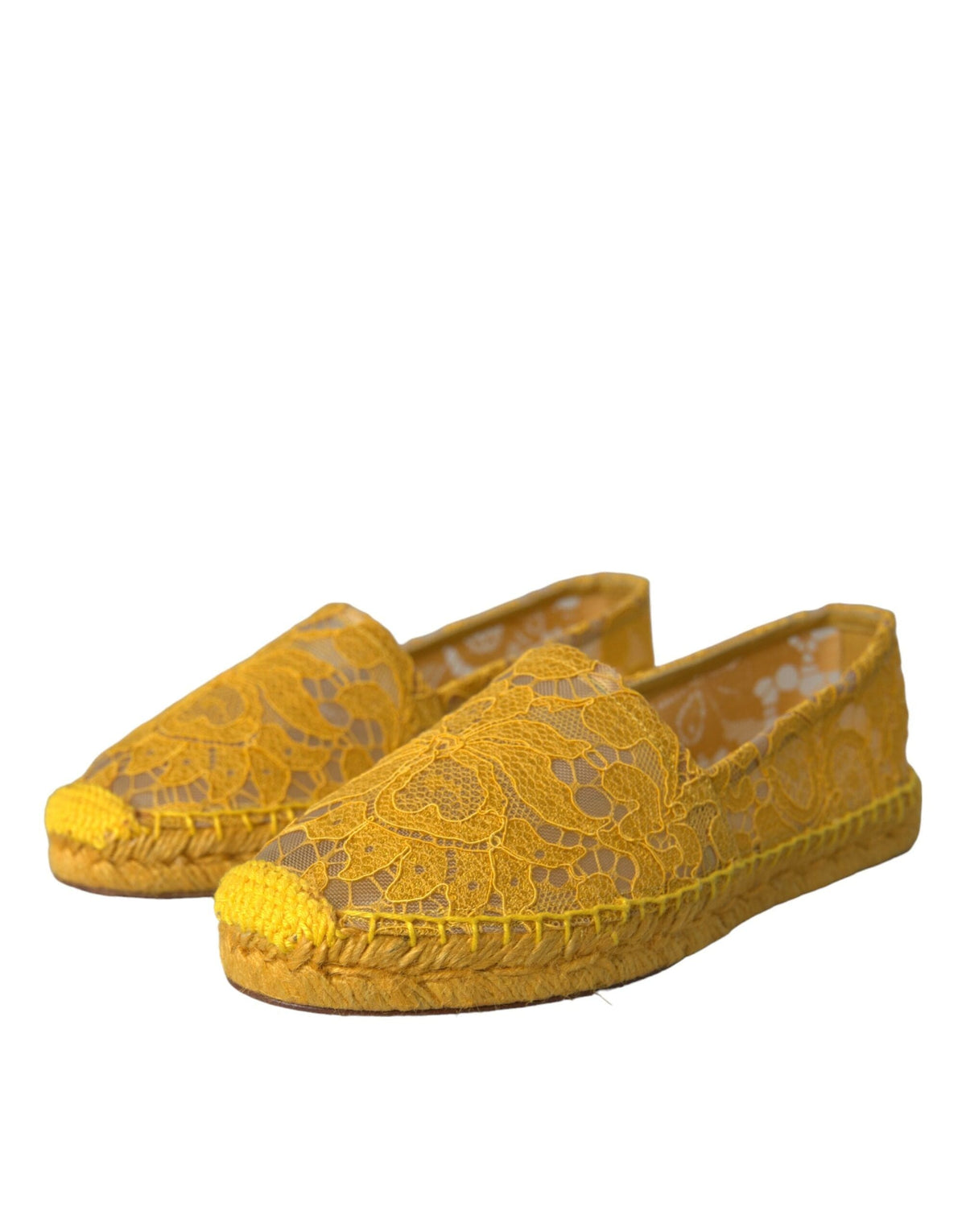 Mocassins espadrilles en dentelle jaune Taormina de Dolce &amp; Gabbana