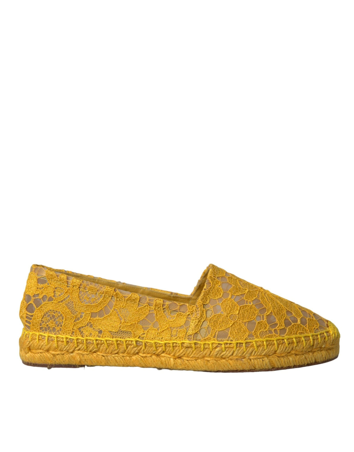 Mocassins espadrilles en dentelle jaune Taormina de Dolce &amp; Gabbana