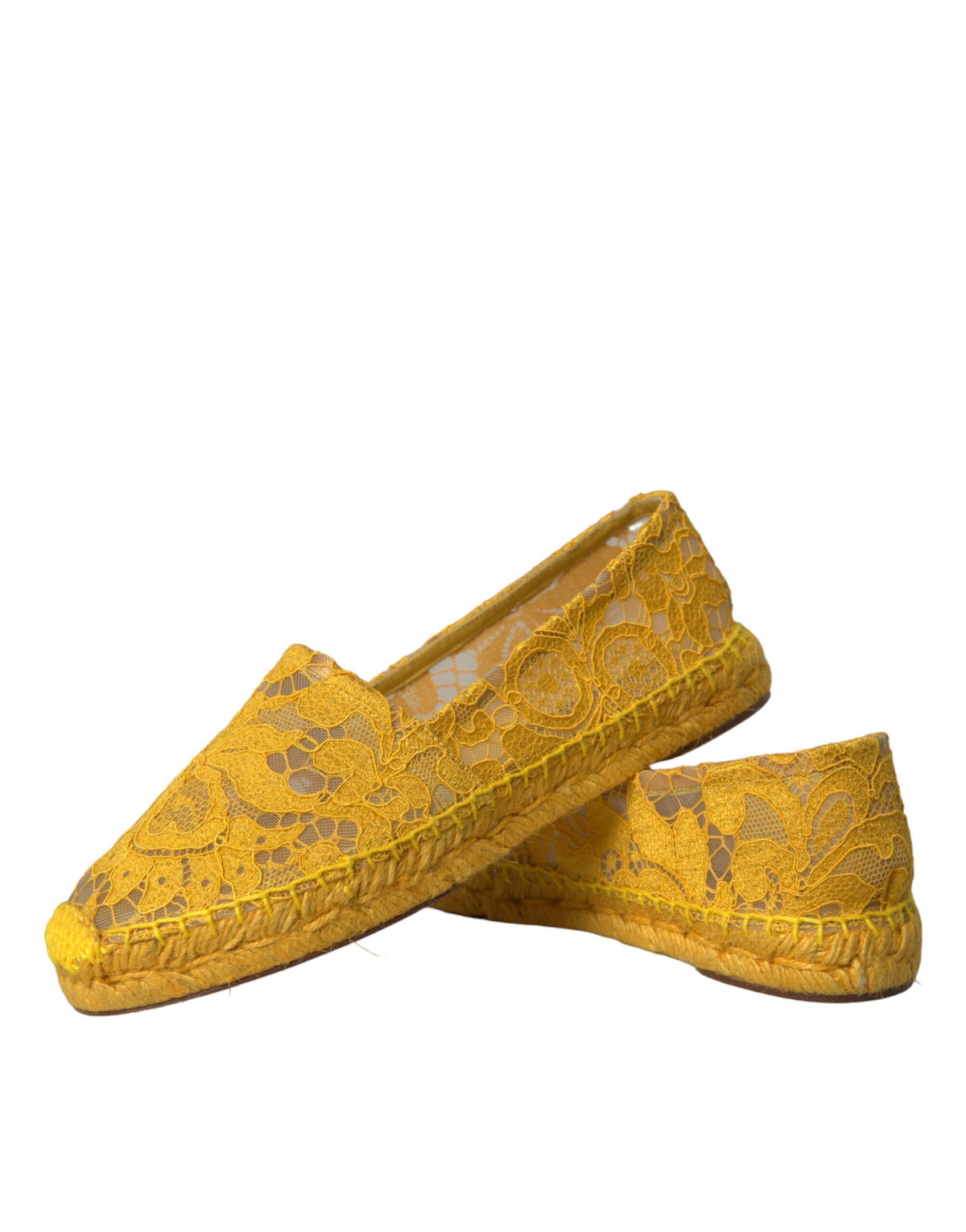 Mocassins espadrilles en dentelle jaune Taormina de Dolce &amp; Gabbana