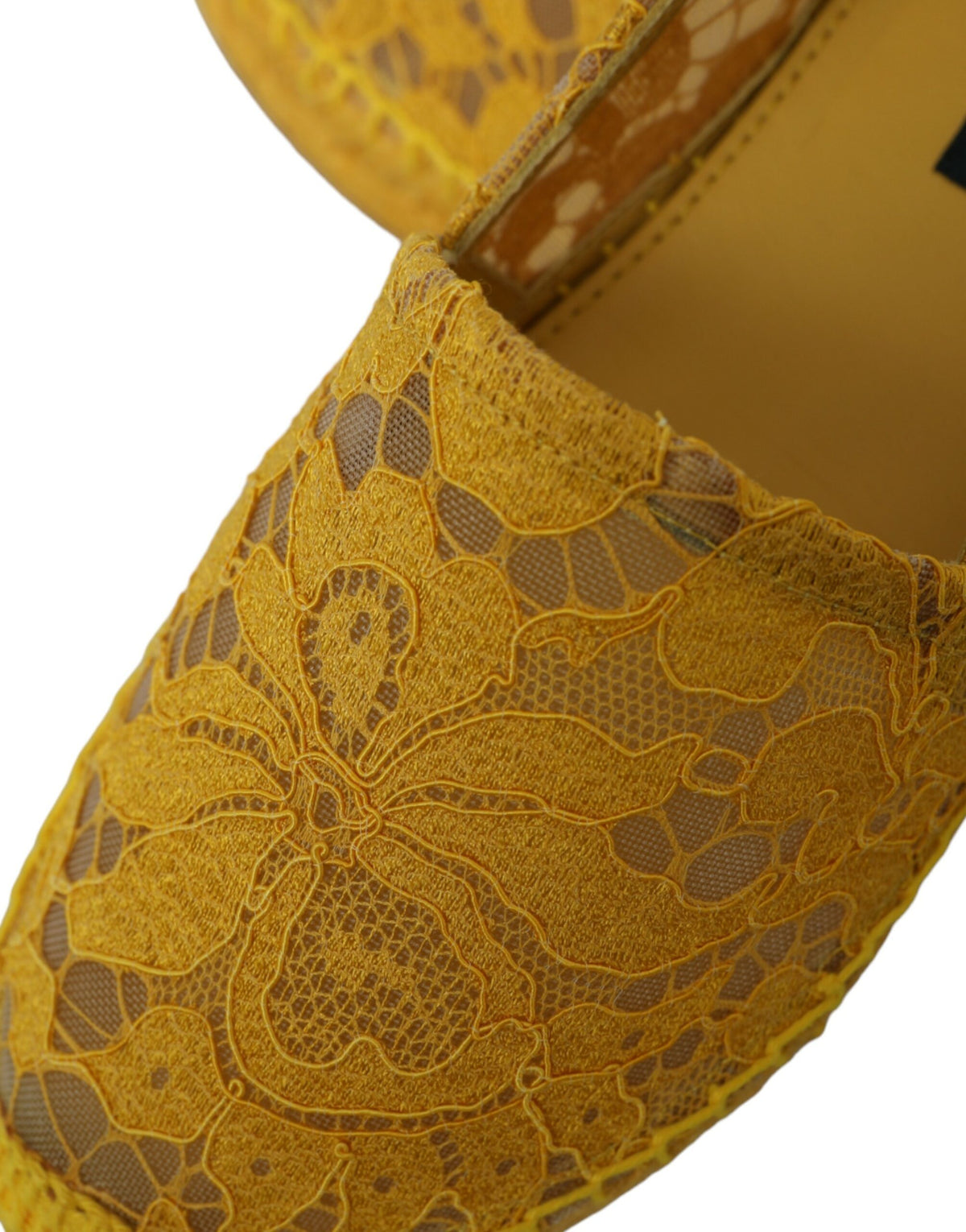 Mocassins espadrilles en dentelle jaune Taormina de Dolce &amp; Gabbana