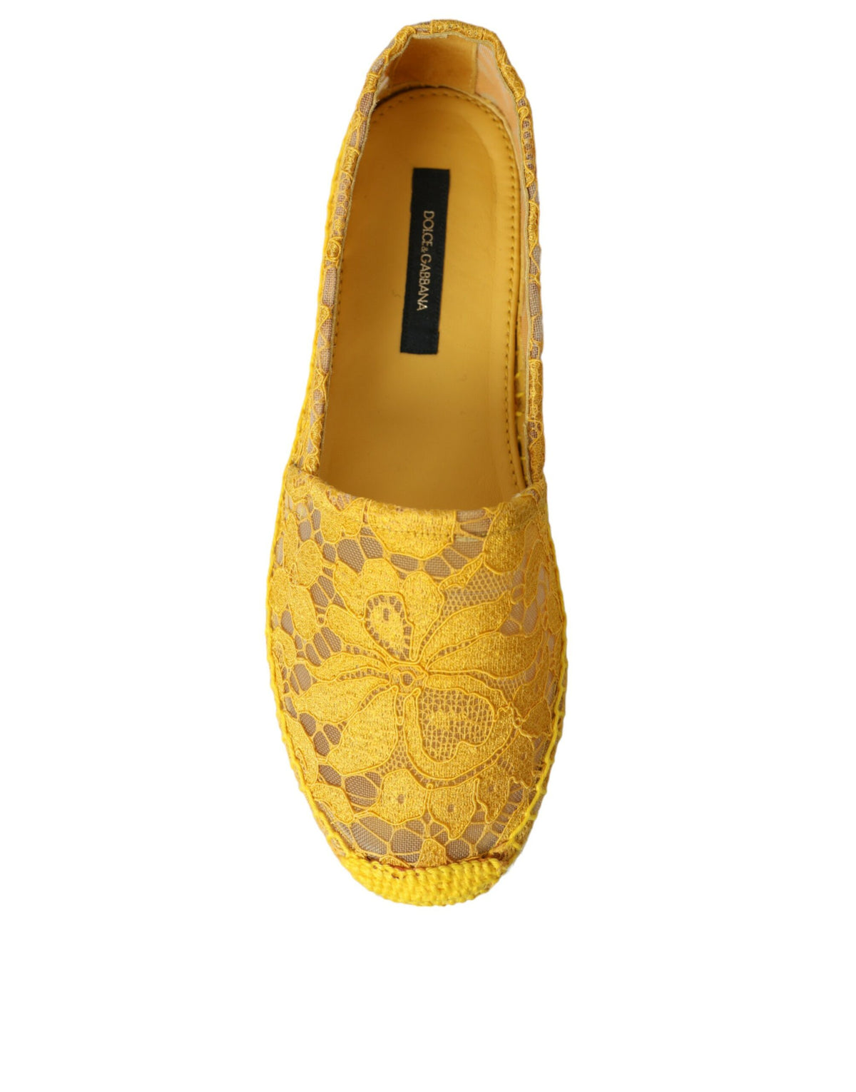 Mocassins espadrilles en dentelle jaune Taormina de Dolce &amp; Gabbana