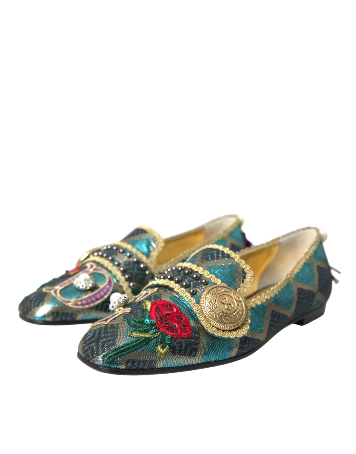 Mocasines con adornos de jacquard multicolor de Dolce &amp; Gabbana