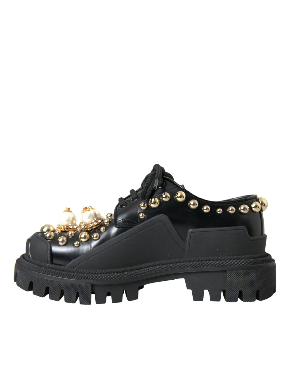 Chaussures de randonnée en cuir noir à ornements Dolce &amp; Gabbana