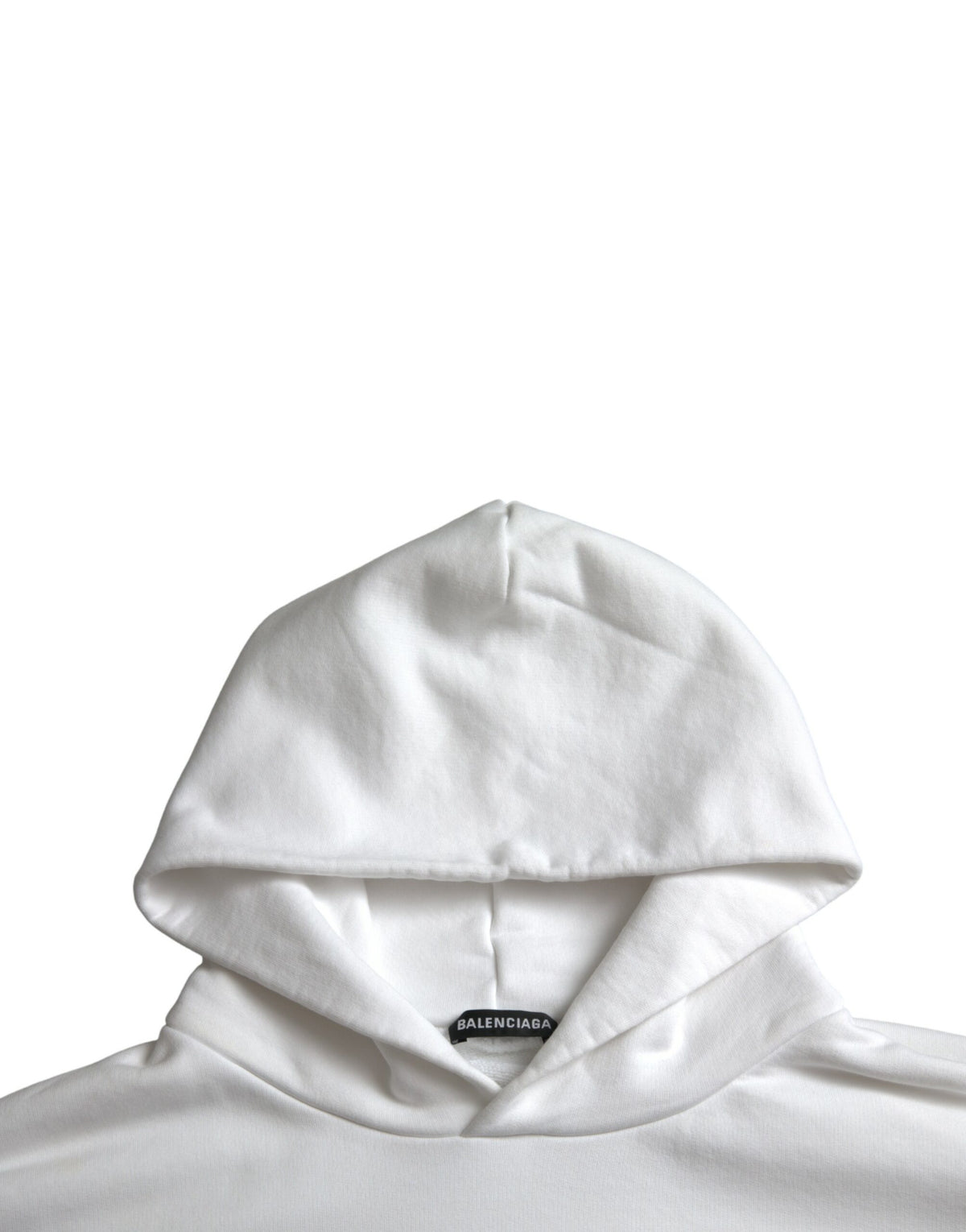 Pull-over à capuche avec logo en coton blanc Balenciaga