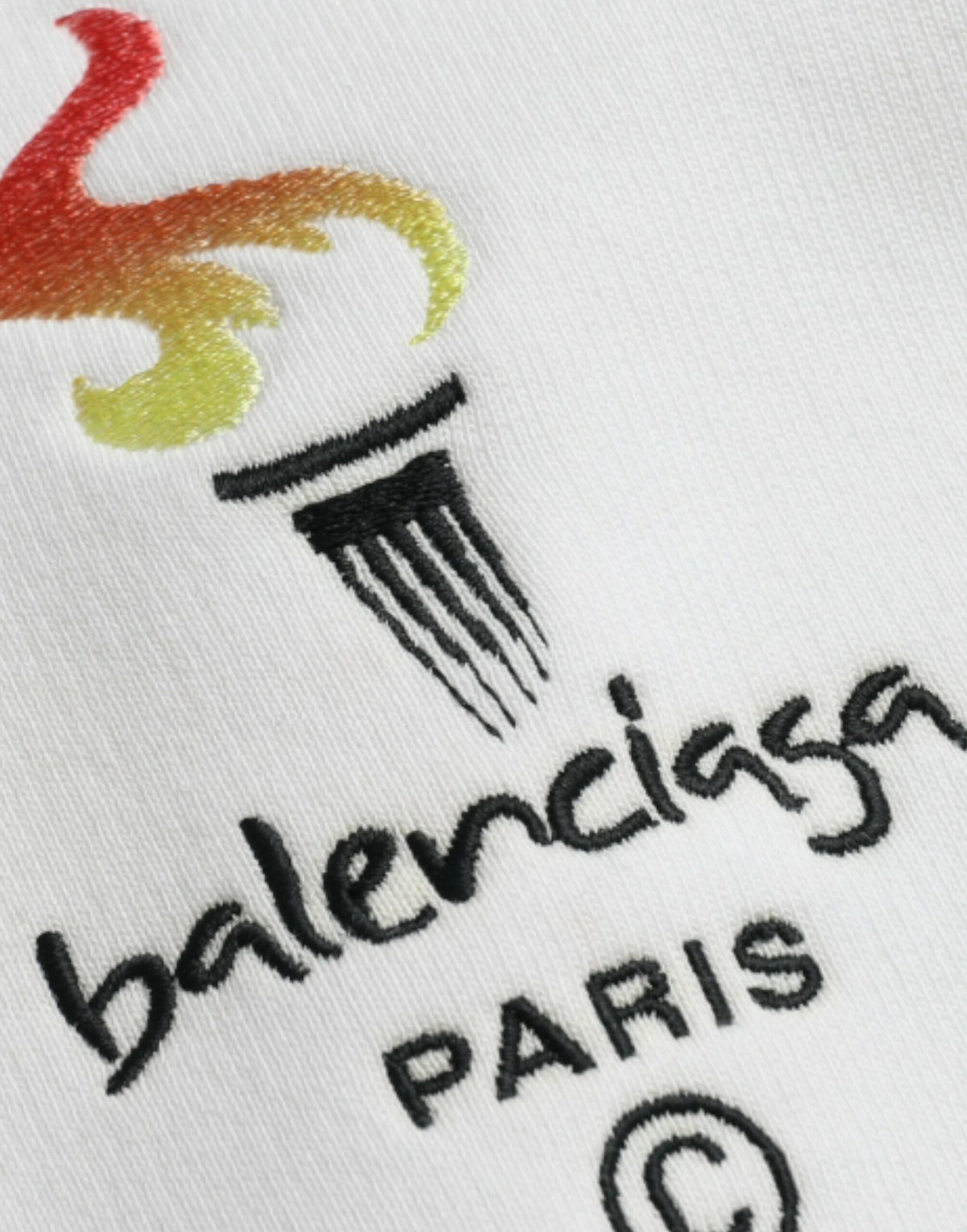 Pull-over à capuche avec logo en coton blanc Balenciaga