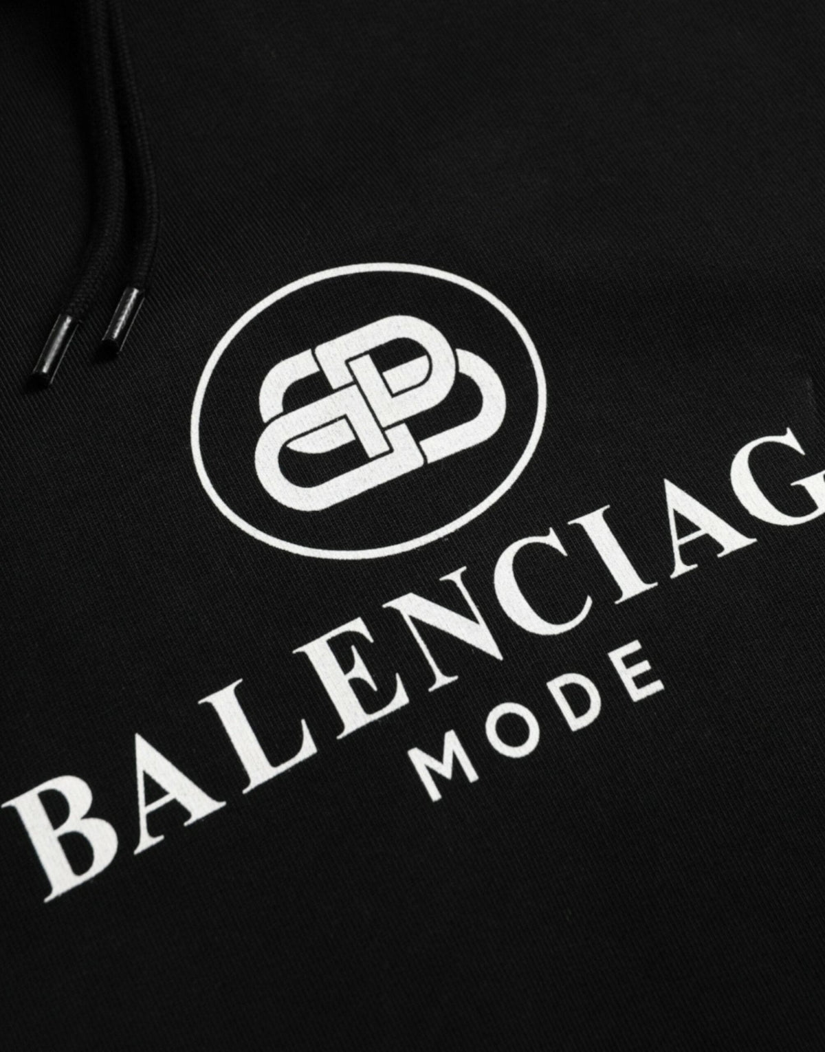 Pull-over à capuche avec logo en coton noir Balenciaga