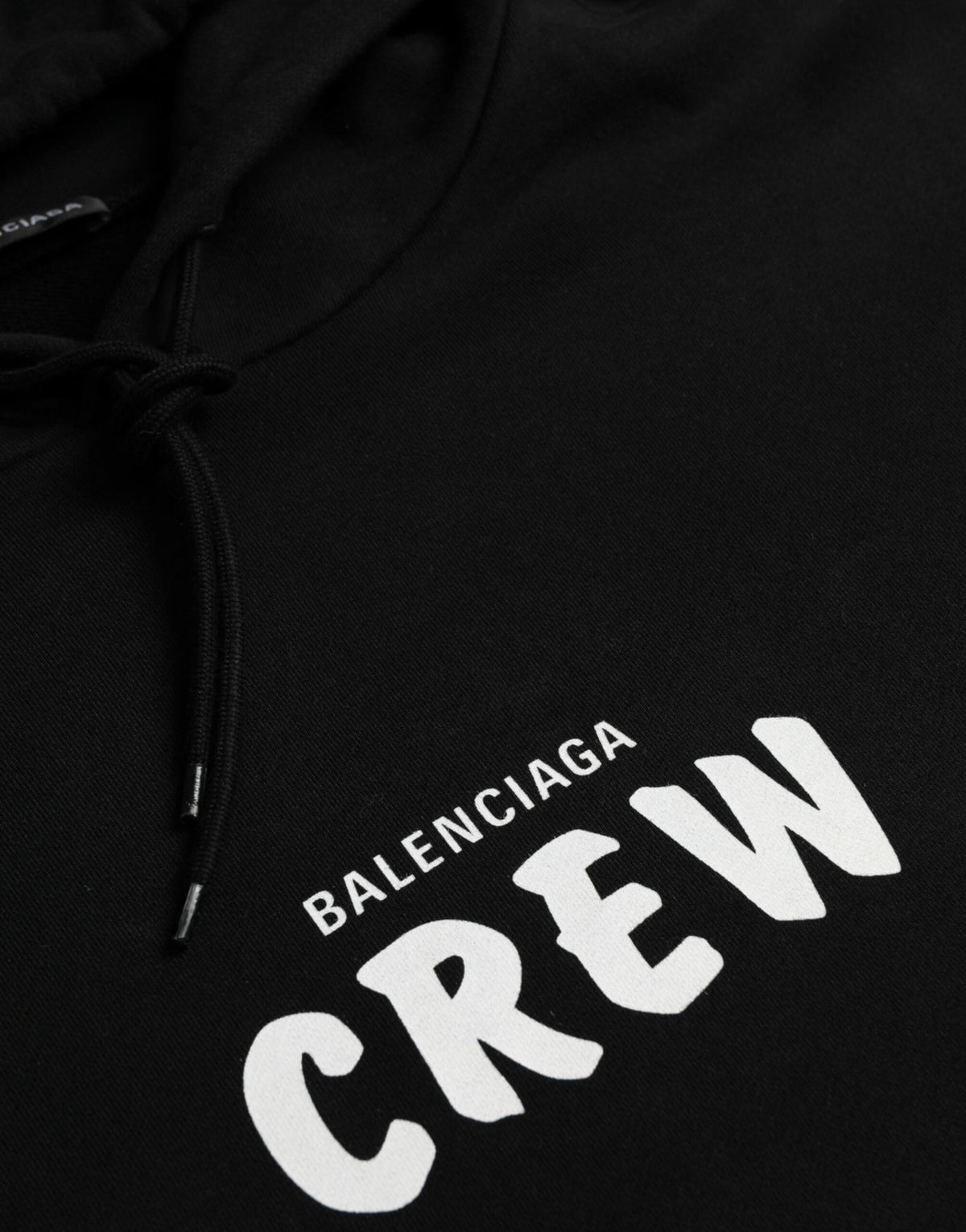 Pull-over à capuche en coton noir Crew de Balenciaga