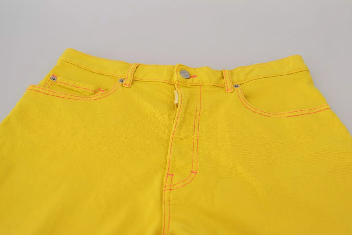 Dsquared² Yellow Cotton High Waist Baggy Women Hotpants Shorts