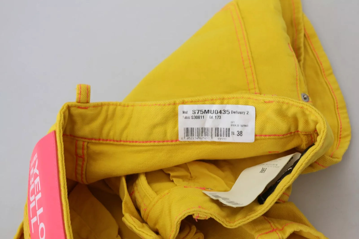 Pantalones cortos holgados de cintura alta de algodón amarillo Dsquared² para mujer