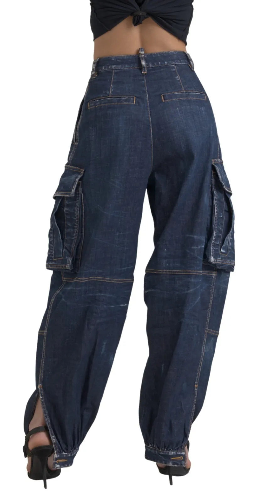 Jean baggy cargo en coton bleu taille haute Dsquared²