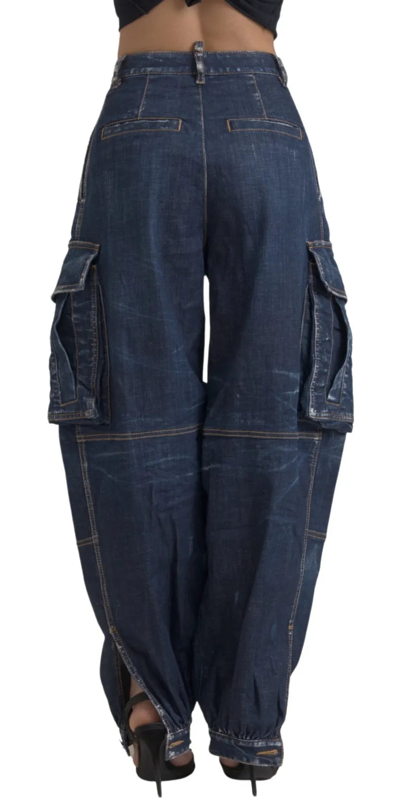 Jean baggy cargo en coton bleu taille haute Dsquared²