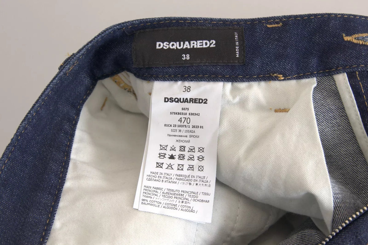 Jean baggy cargo en coton bleu taille haute Dsquared²