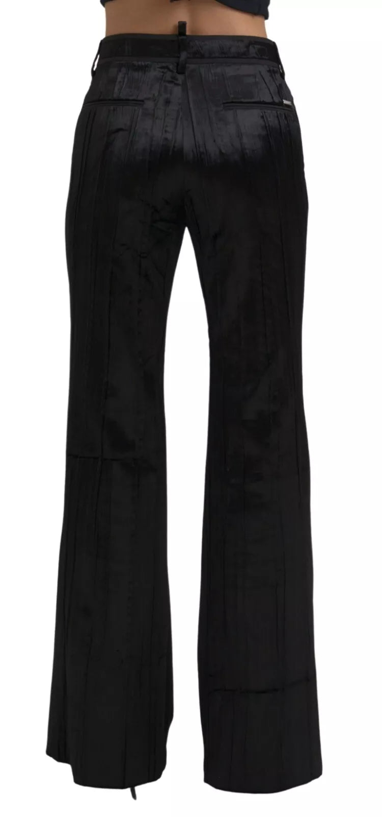 Pantalones de cintura alta acampanados de viscosa negra de Dsquared²