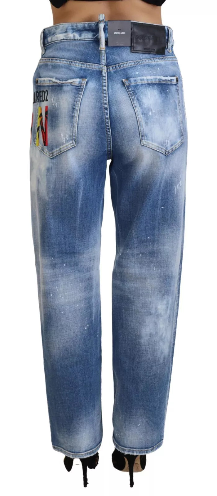 Jean droit taille haute Dsquared² Blue Icon Boston