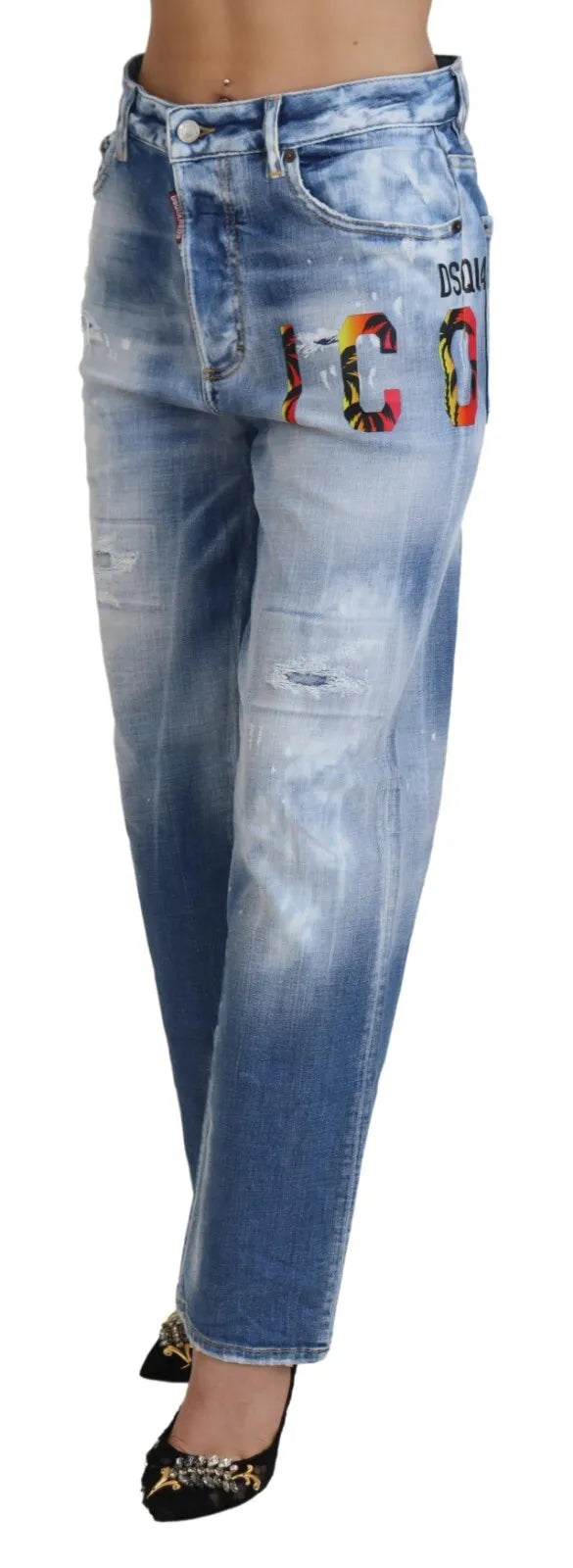 Jean droit taille haute Dsquared² Blue Icon Boston