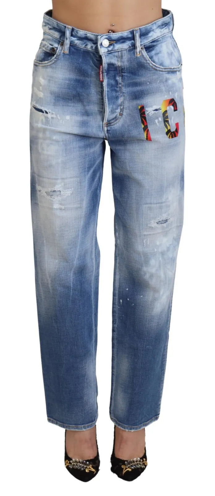 Jean droit taille haute Dsquared² Blue Icon Boston