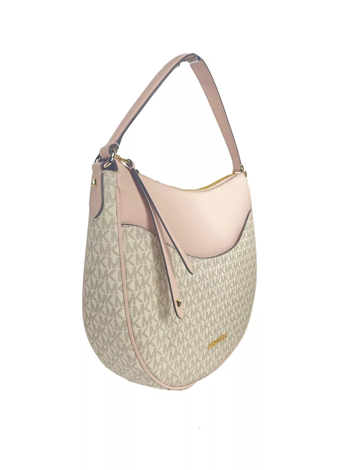 Bolso bandolera grande con forma de media luna Dover de Michael Kors en color rubor en polvo