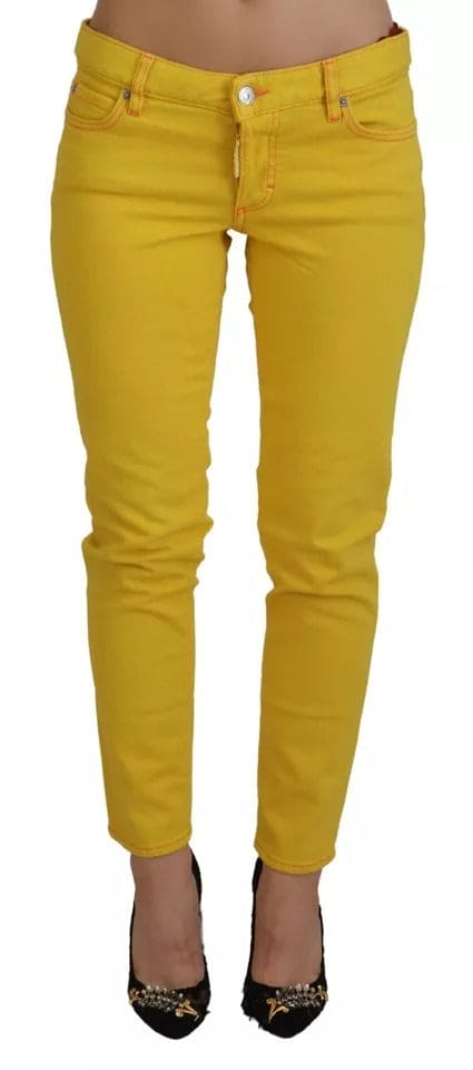 Vaqueros de mezclilla Jennifer de talle bajo y algodón amarillo de Dsquared²