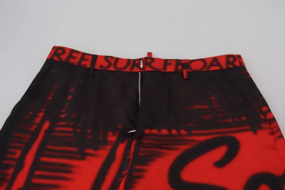 Pantalones rectos de cintura alta con estampado rojo de Dsquared²