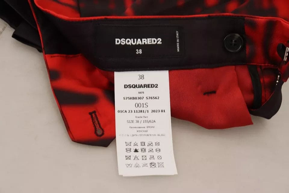 Pantalones rectos de cintura alta con estampado rojo de Dsquared²