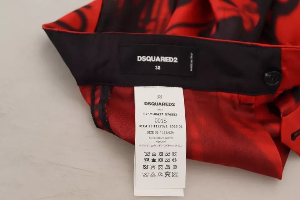 Pantalones cortos de cintura alta y pierna ancha con estampado rojo de Dsquared²