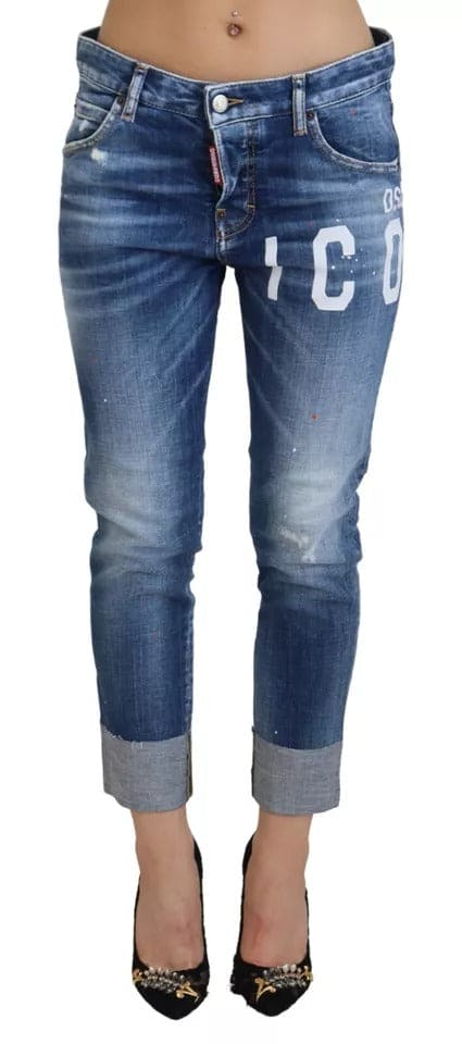 Jean court taille basse Cool Girl en denim bleu Icon Dsquared²