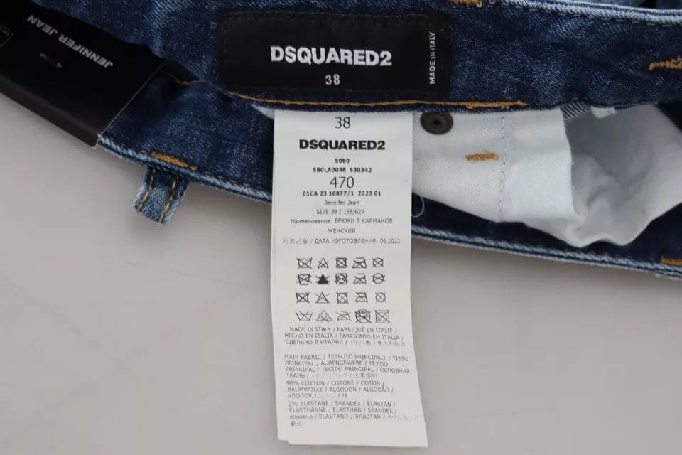 Jean skinny taille basse Jennifer en denim bleu Icon de Dsquared²