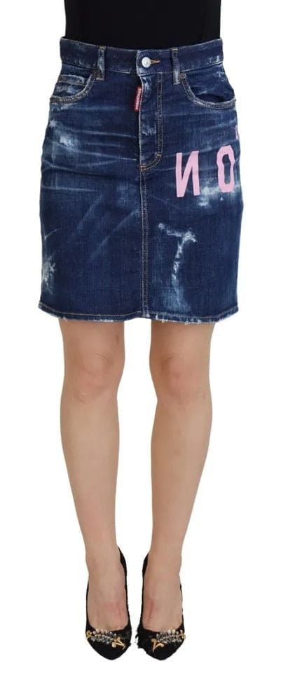 Jupe courte Boston en jean taille haute bleu Icon de Dsquared²