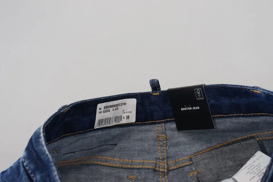 Jupe courte Boston en jean taille haute bleu Icon de Dsquared²