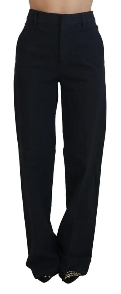 Pantalon droit taille haute à carreaux noir Dsquared²