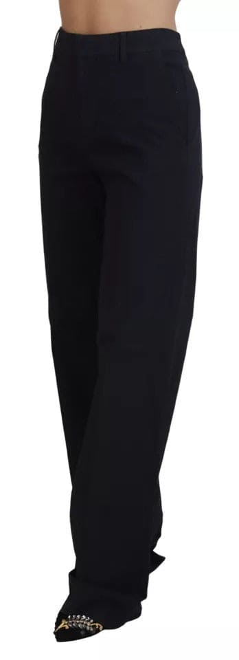 Pantalon droit taille haute à carreaux noir Dsquared²