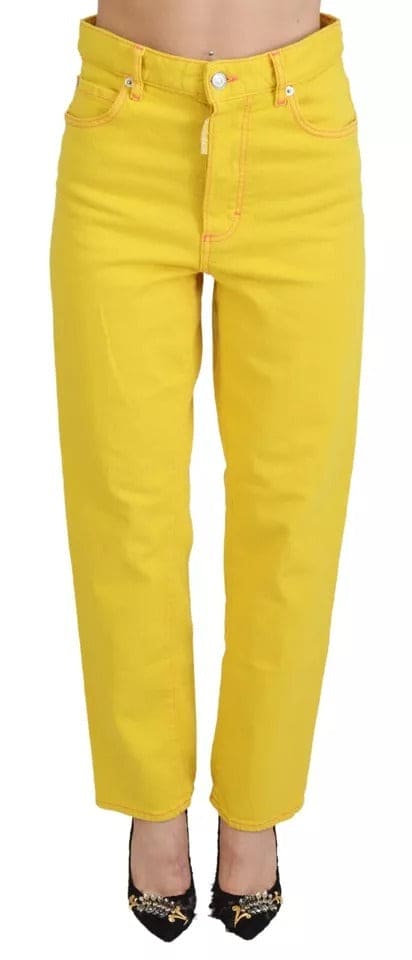 Jean Boston coupe droite taille haute en coton jaune Dsquared²