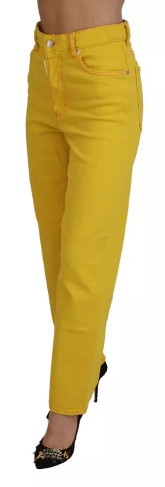 Jean Boston coupe droite taille haute en coton jaune Dsquared²