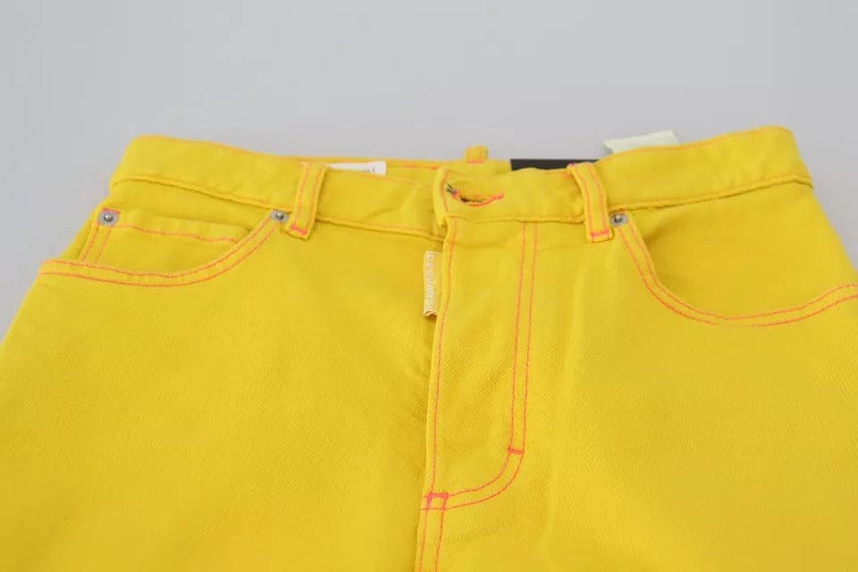 Jean Boston coupe droite taille haute en coton jaune Dsquared²