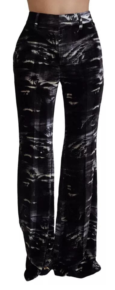 Pantalon super évasé taille haute imprimé noir Dsquared²