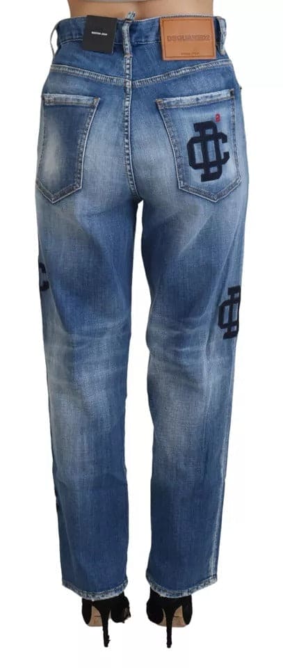 Jean droit taille haute délavé bleu Boston de Dsquared²