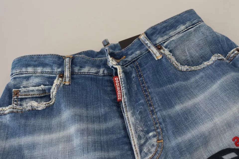 Jean droit taille haute délavé bleu Boston de Dsquared²