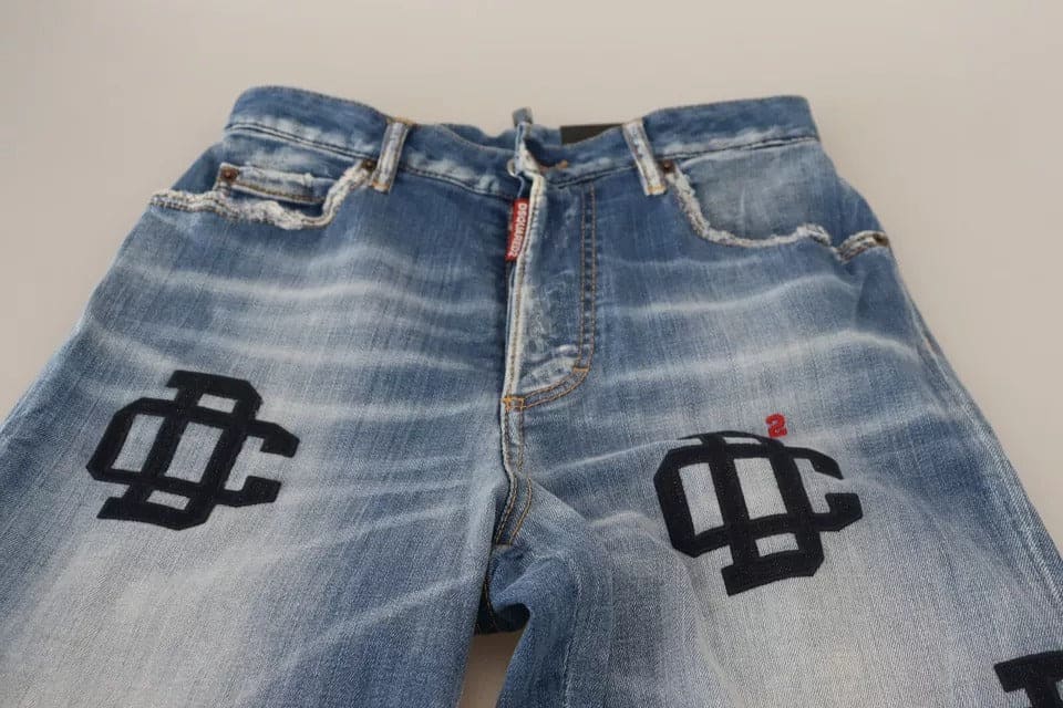 Jean droit taille haute délavé bleu Boston de Dsquared²