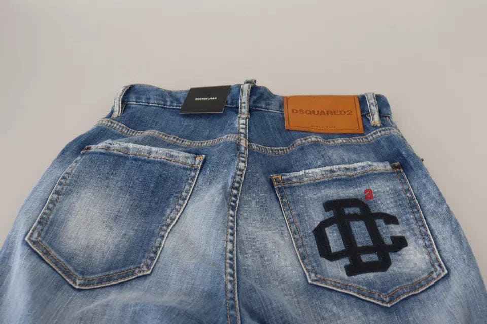 Jean droit taille haute délavé bleu Boston de Dsquared²