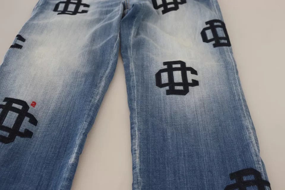 Jean droit taille haute délavé bleu Boston de Dsquared²