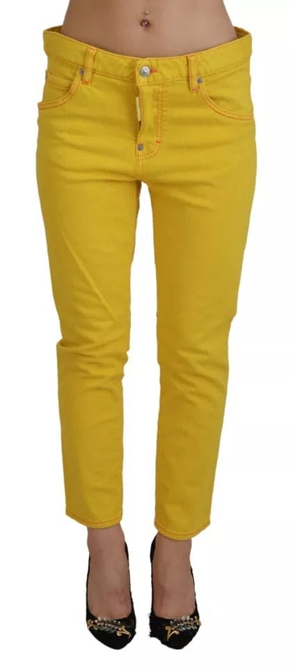 Jean court taille basse en coton jaune Dsquared² Cool Girl