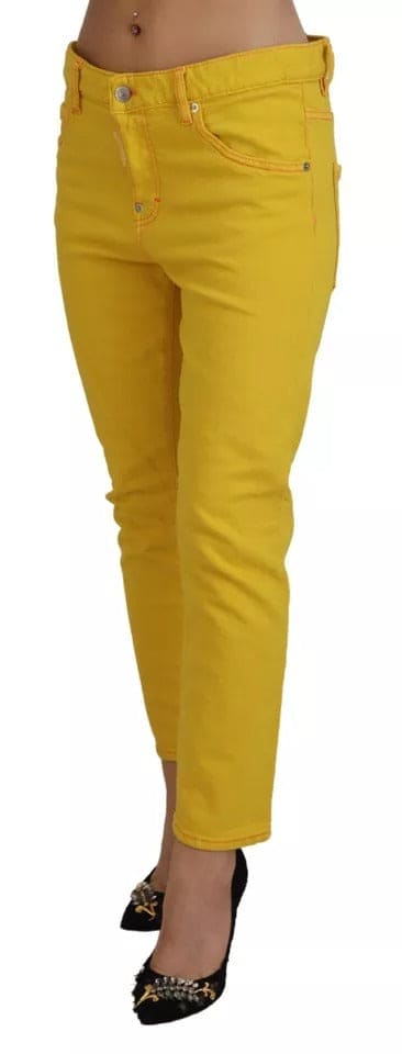 Jean court taille basse en coton jaune Dsquared² Cool Girl