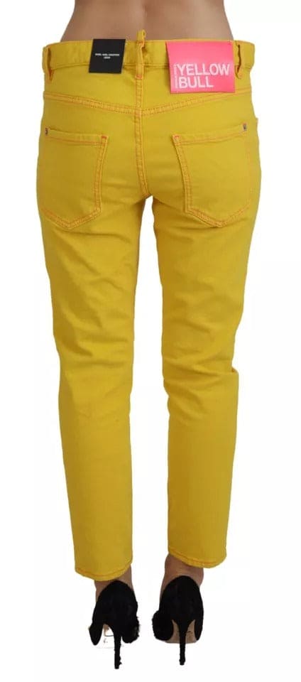 Jean court taille basse en coton jaune Dsquared² Cool Girl